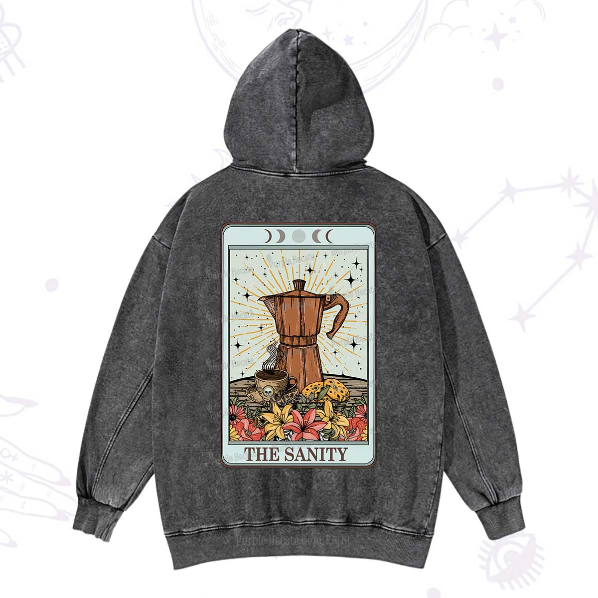 Purplehecate The Sanity Food Tarot Washed Hoodie
