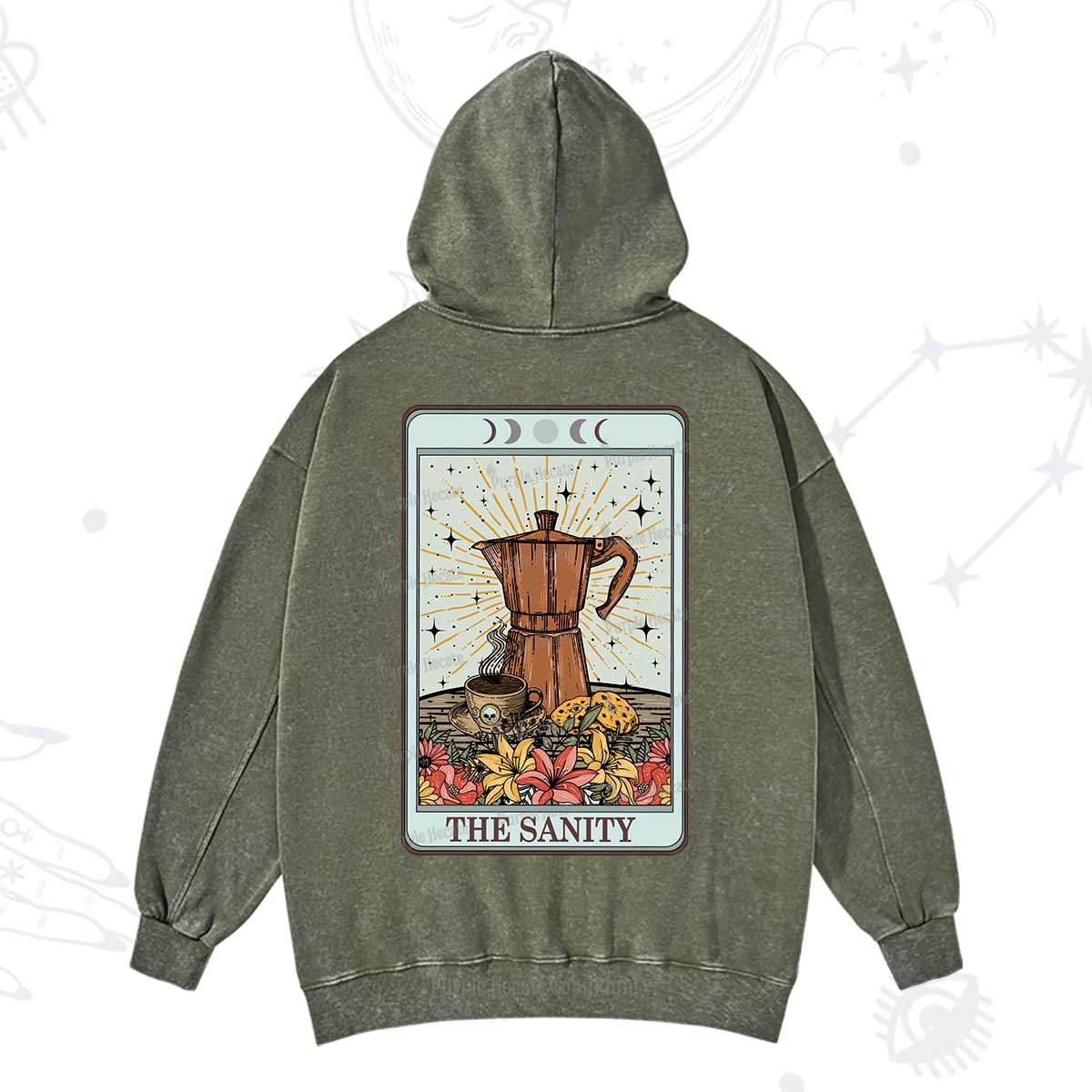 Purplehecate The Sanity Food Tarot Washed Hoodie