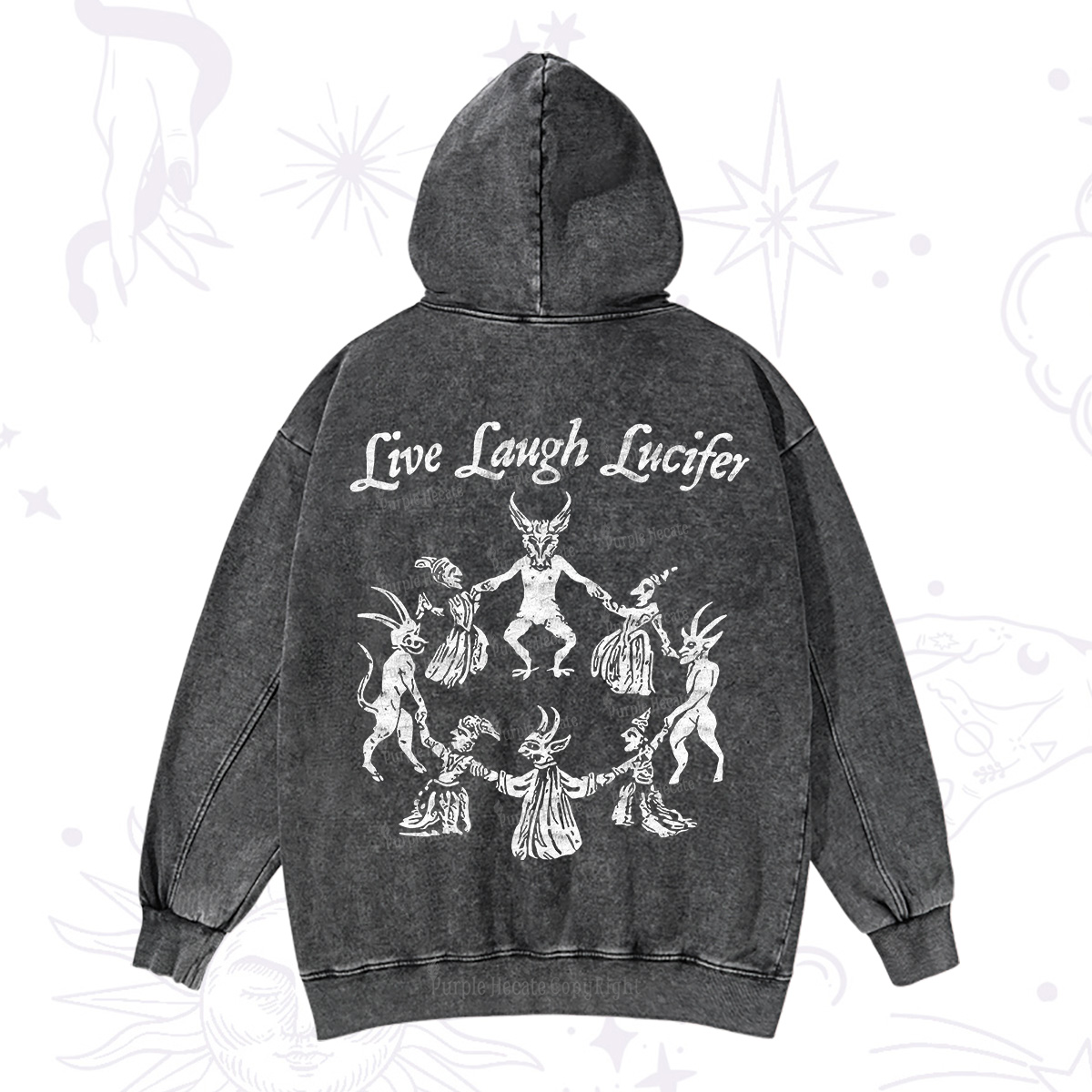Purplehecate Live Laugh Lucifer Washed Hoodie