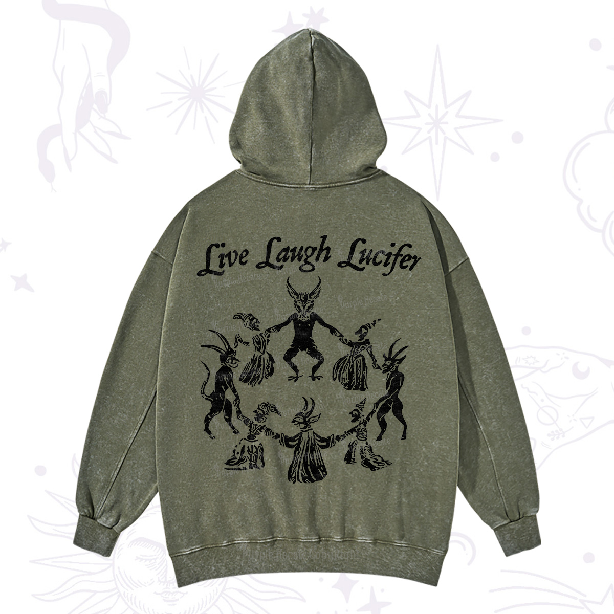 Purplehecate Live Laugh Lucifer Washed Hoodie