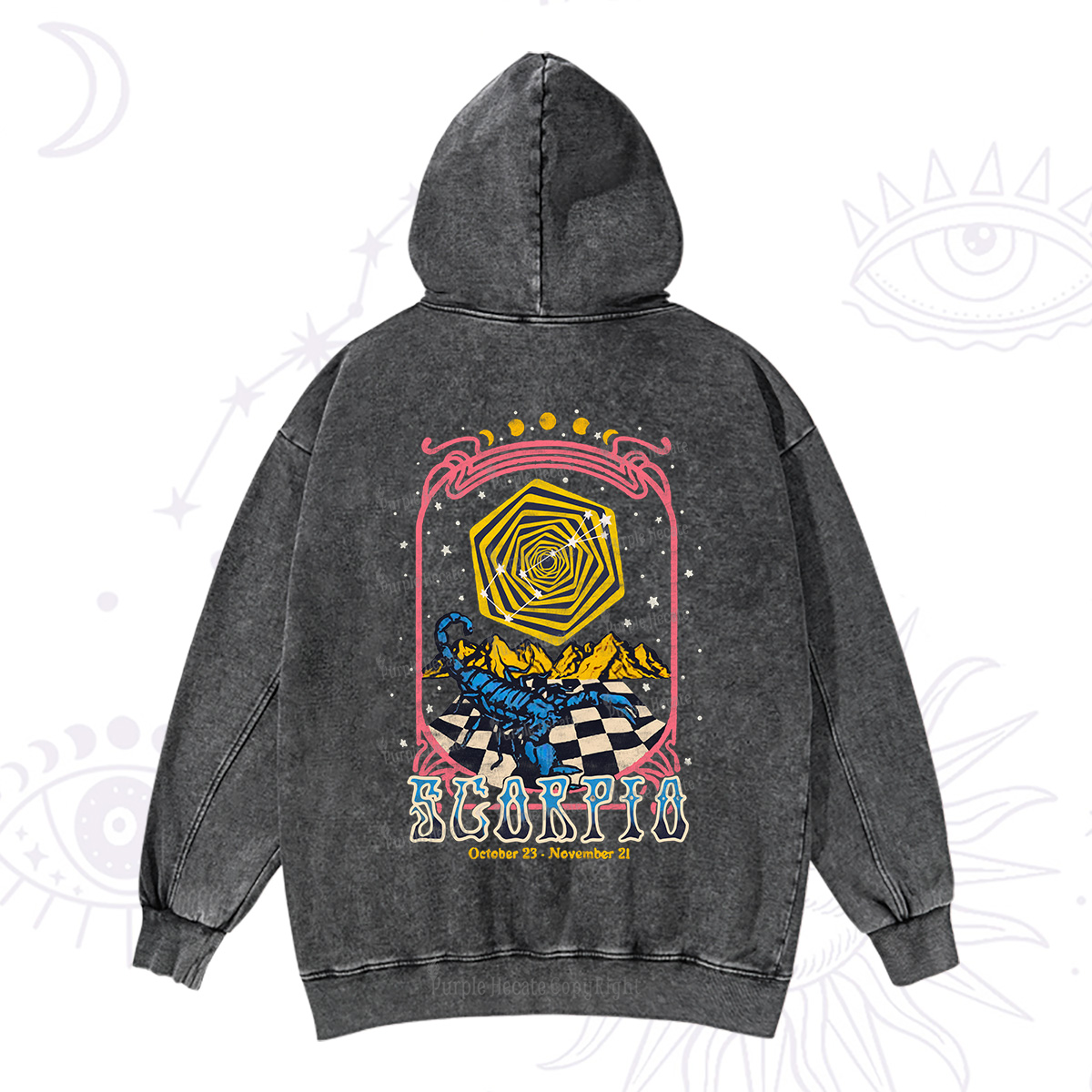 Purplehecate Scorpio Crew Zodiac Washed Hoodie
