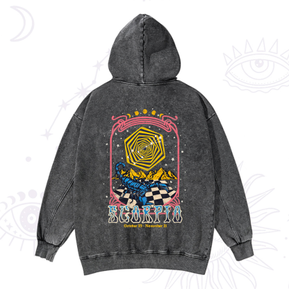 Purplehecate Scorpio Crew Zodiac Washed Hoodie