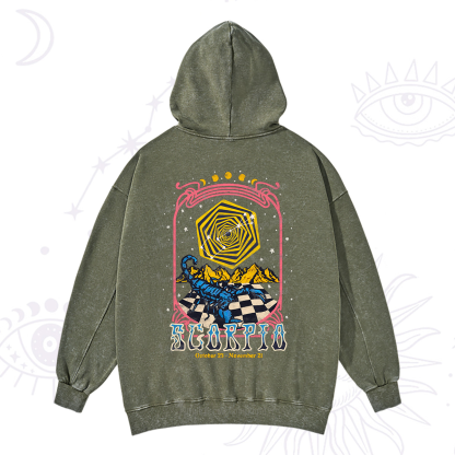 Purplehecate Scorpio Crew Zodiac Washed Hoodie