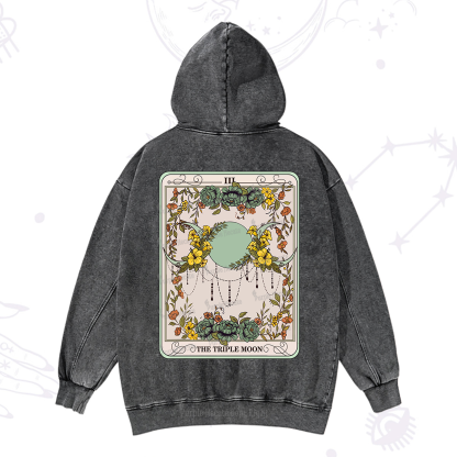 Purplehecate The Triple Moon Tarot Washed Hoodie