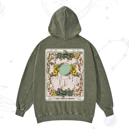 Purplehecate The Triple Moon Tarot Washed Hoodie