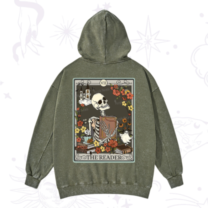 Purplehecate The Reader Tarot Card Washed Hoodie