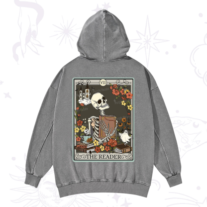 Purplehecate The Reader Tarot Card Washed Hoodie