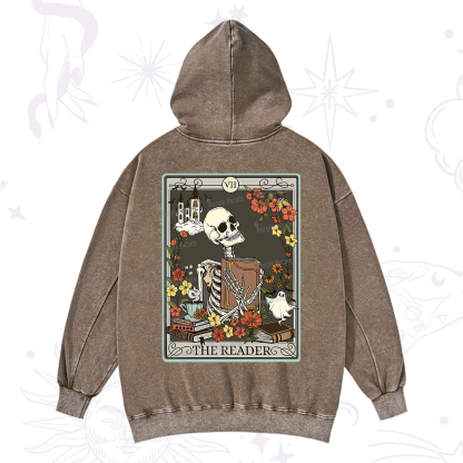 Purplehecate The Reader Tarot Card Washed Hoodie