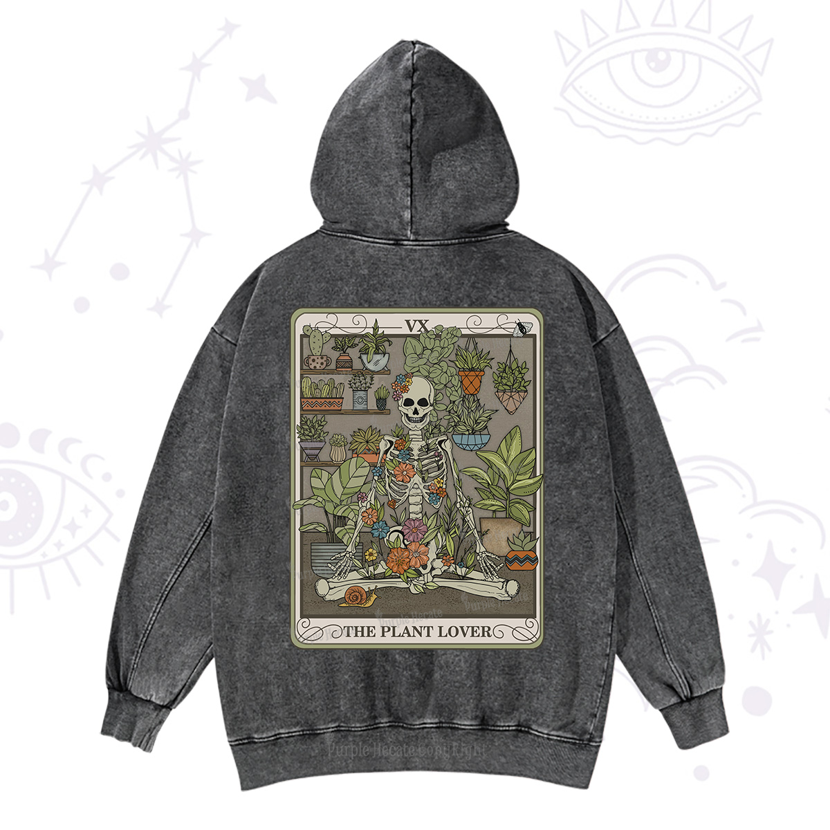 Purplehecate The Plant Lover Tarot Washed Hoodie