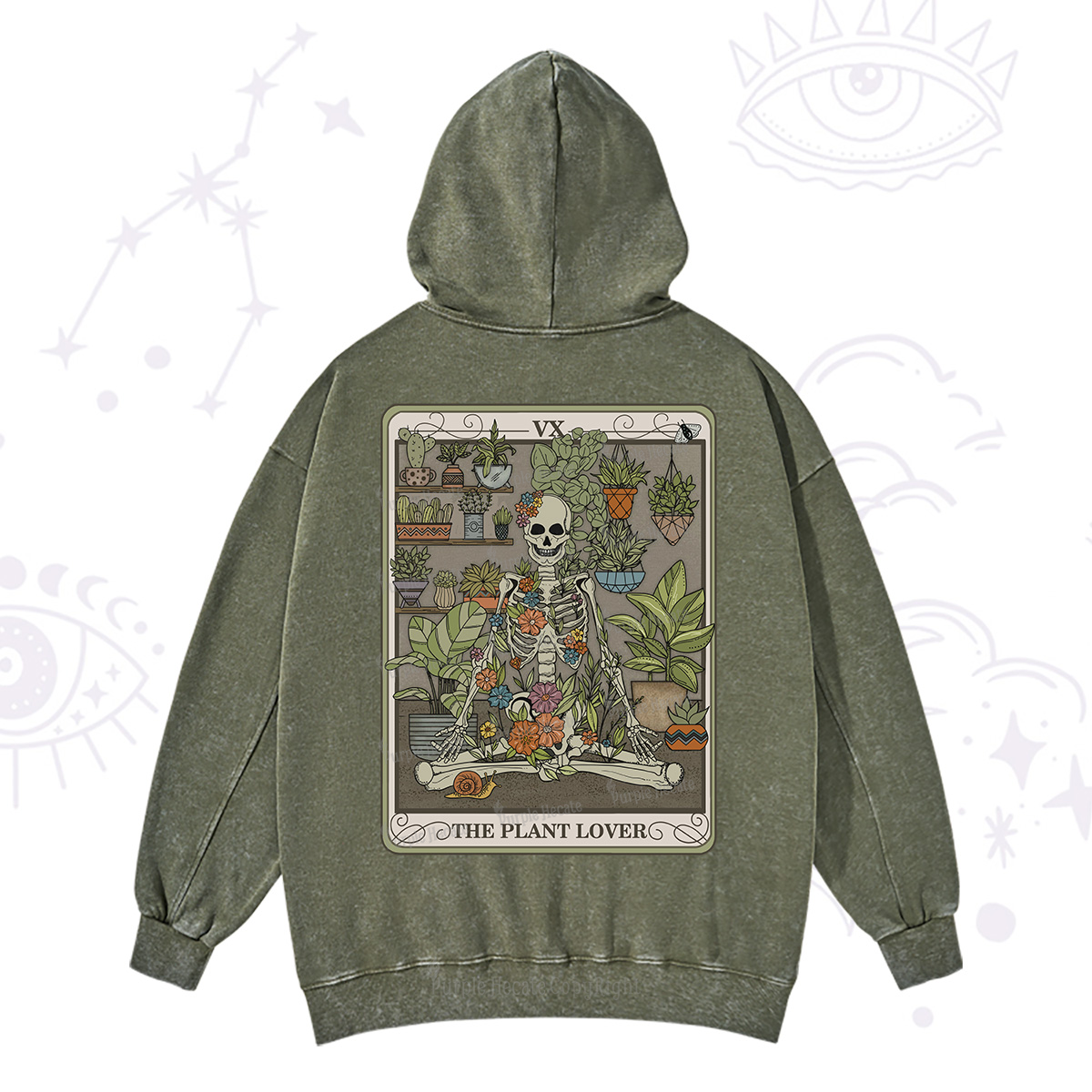 Purplehecate The Plant Lover Tarot Washed Hoodie