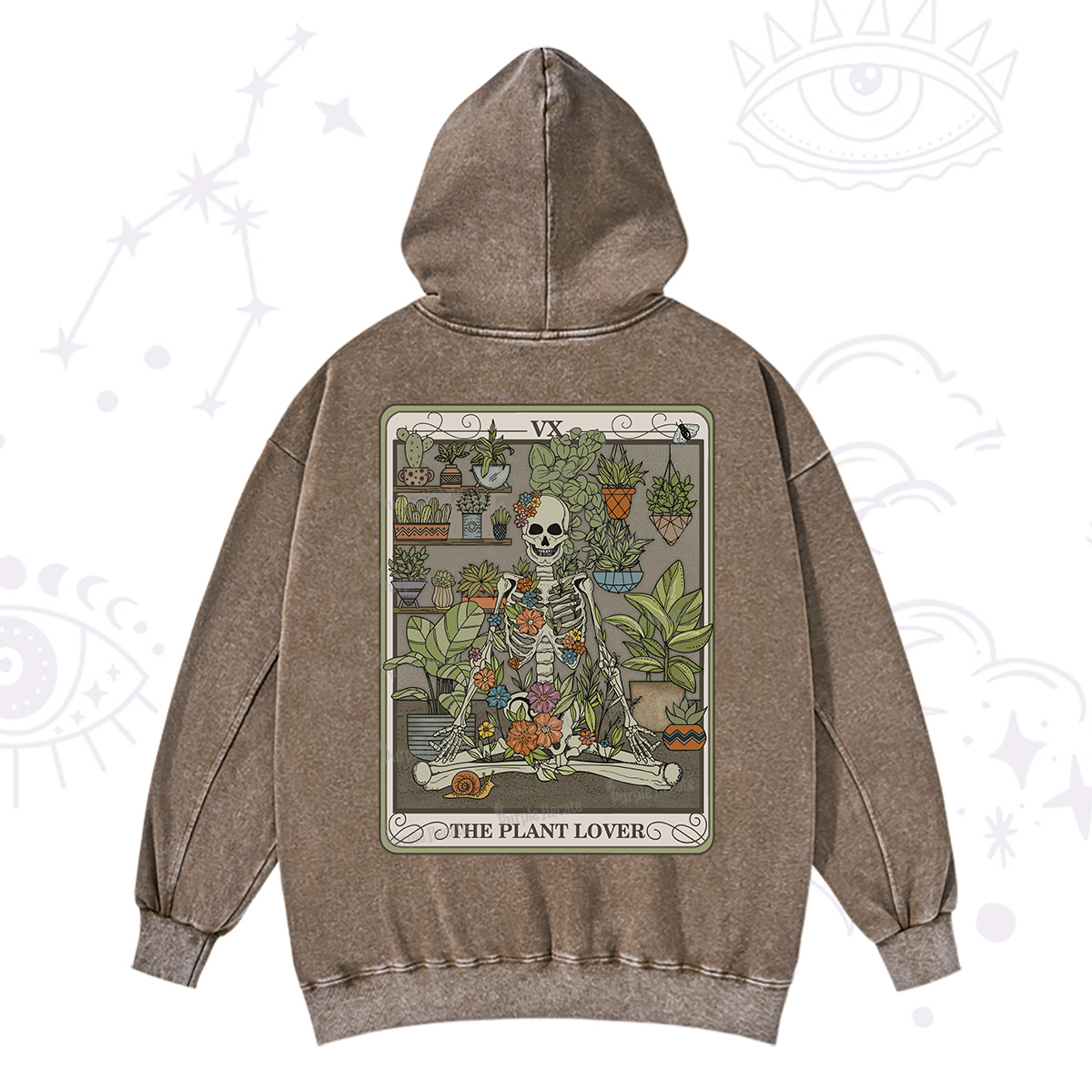 Purplehecate The Plant Lover Tarot Washed Hoodie