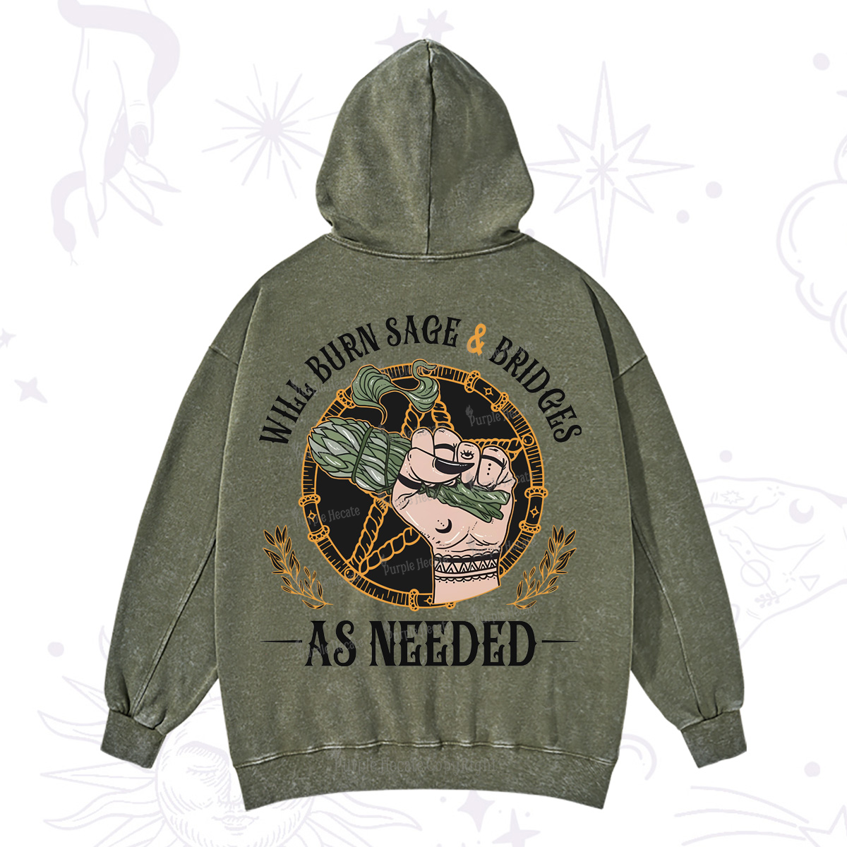 Purplehecate Will Burn Sage And Bridges Washed Hoodie