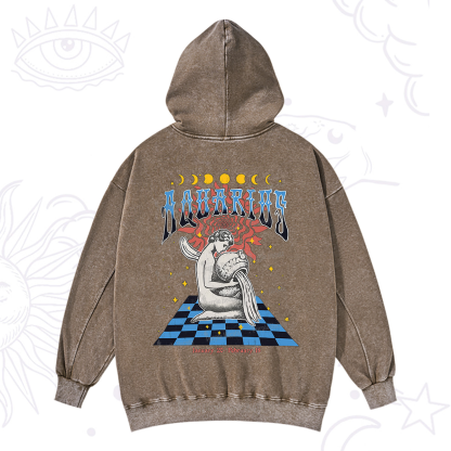 Purplehecate Aquarius Crew Zodiac Washed Hoodie