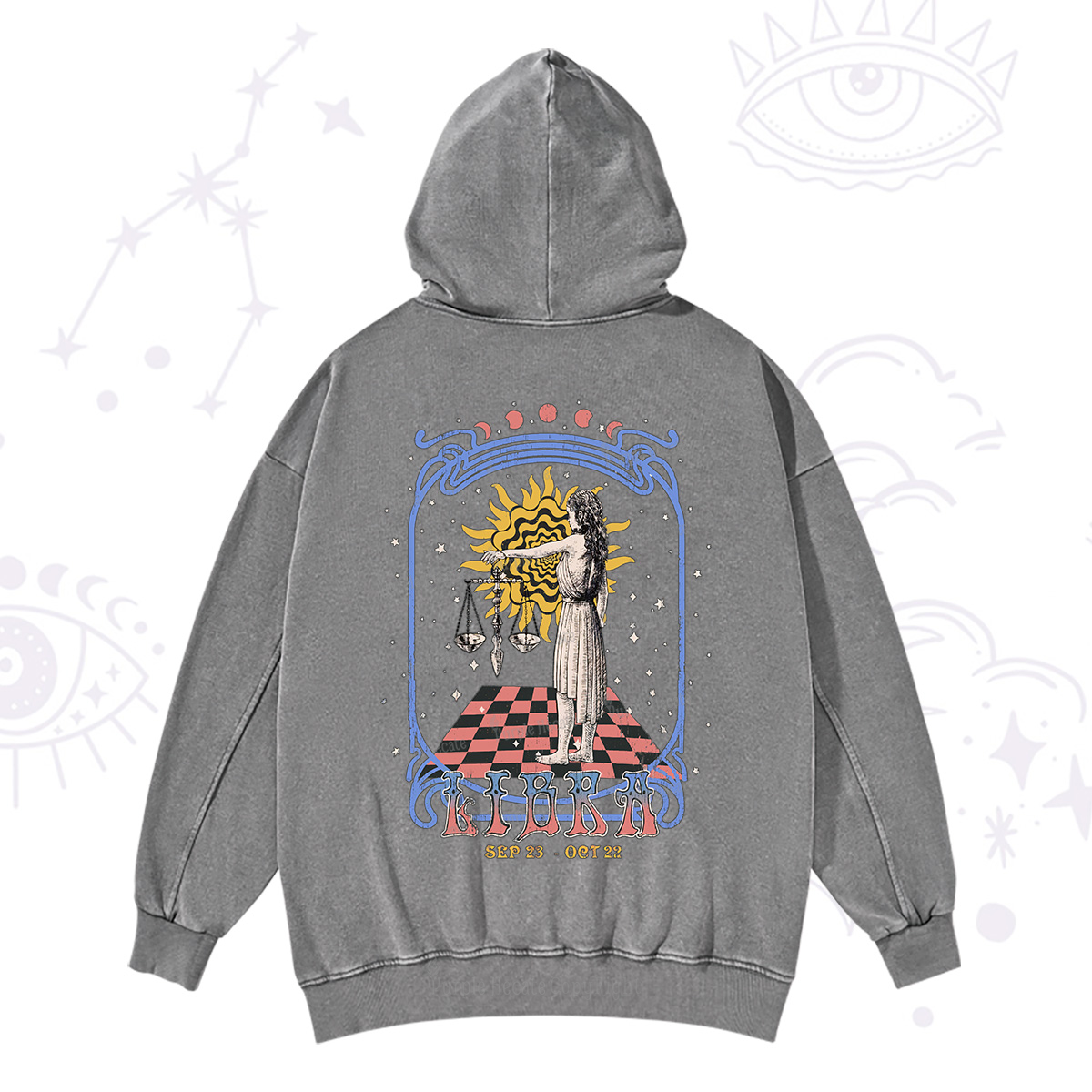 Purplehecate Libra Crew Zodiac Washed Hoodie