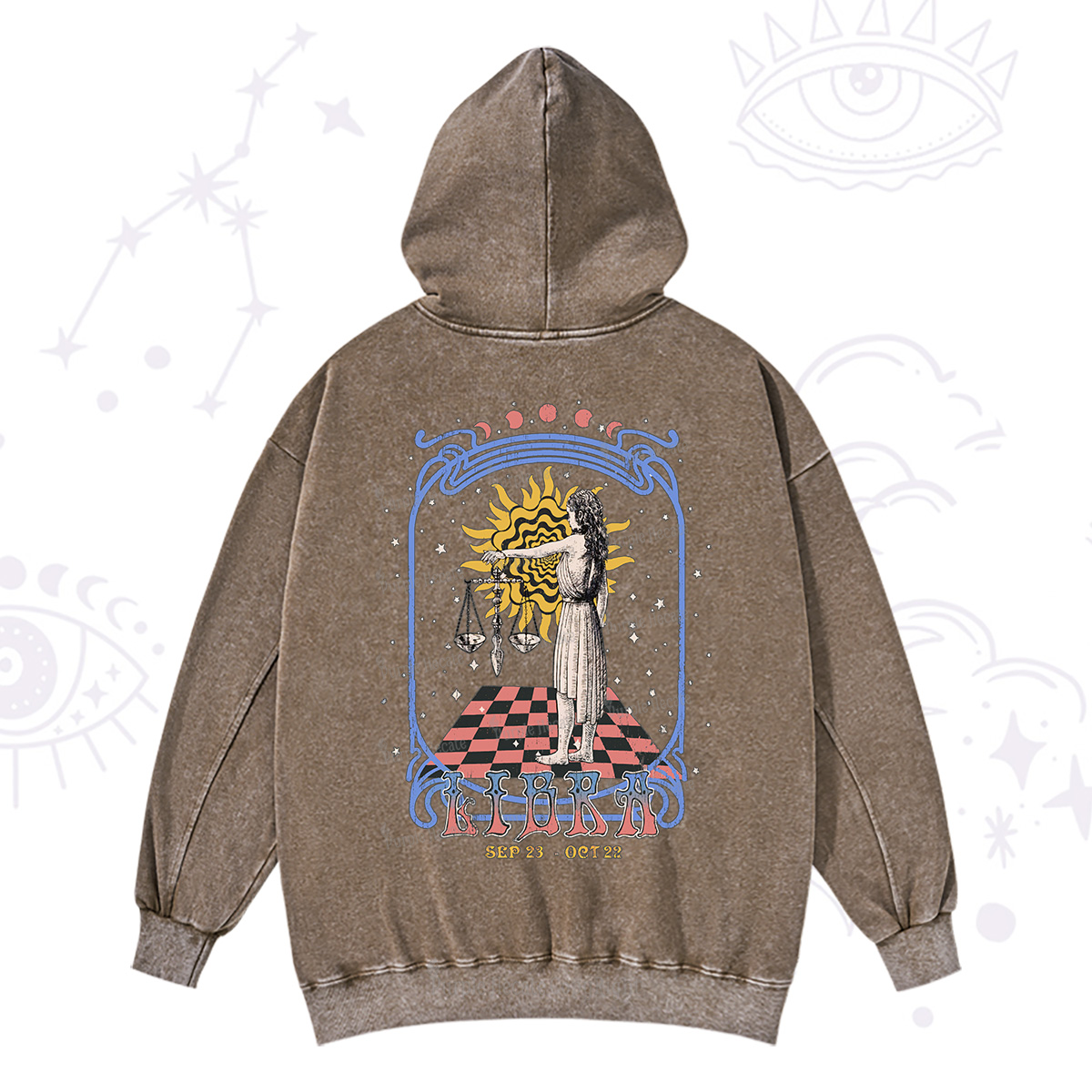 Purplehecate Libra Crew Zodiac Washed Hoodie