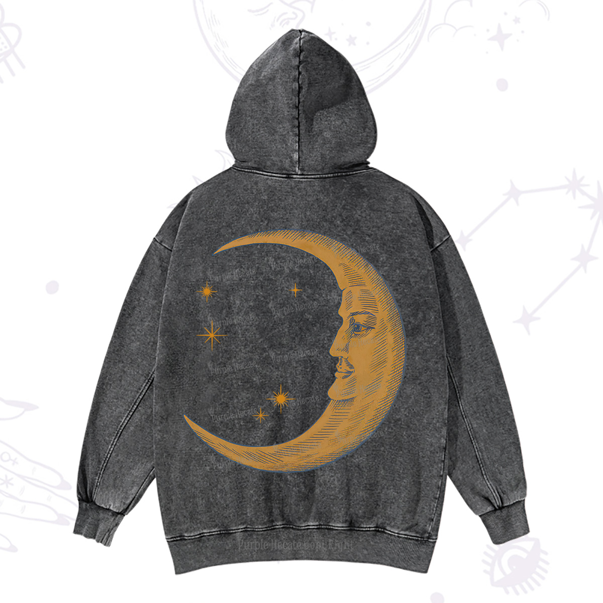 Purplehecate Celestial Moon Washed Hoodie
