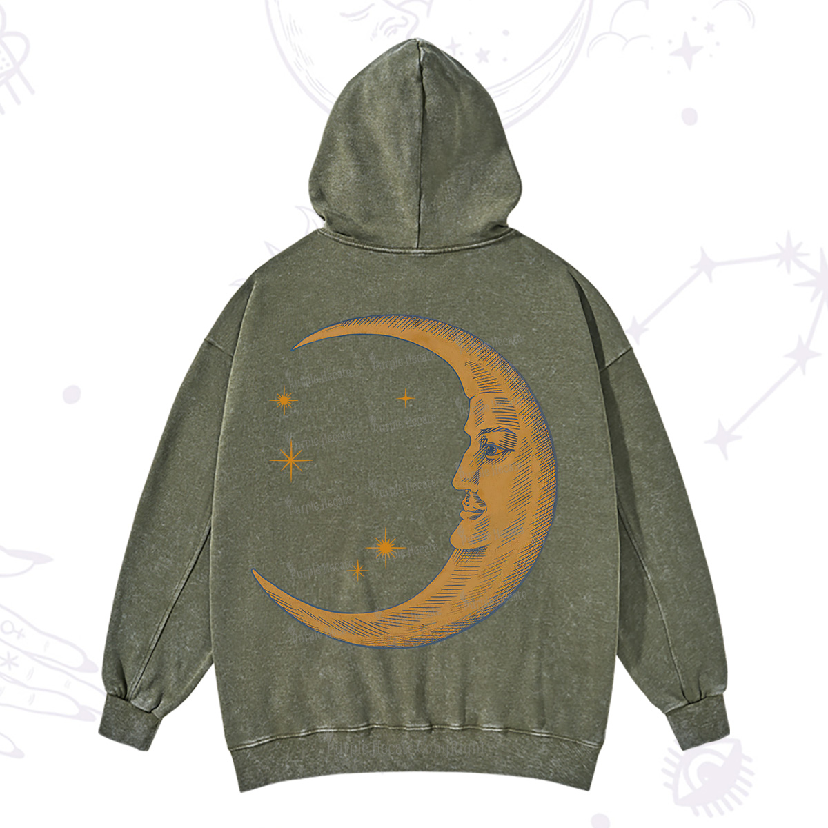 Purplehecate Celestial Moon Washed Hoodie
