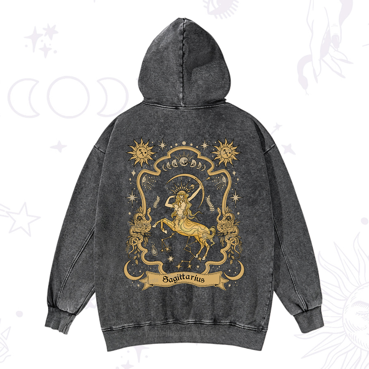 Purplehecate Sagittarius' Astral Mirage Zodiac Washed Hoodie