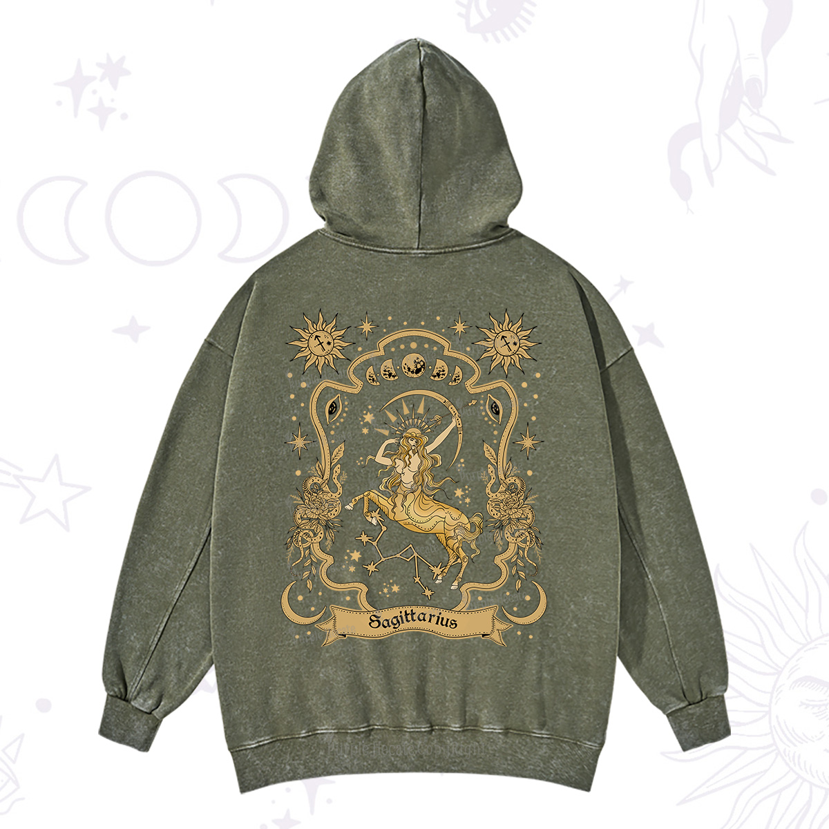 Purplehecate Sagittarius' Astral Mirage Zodiac Washed Hoodie