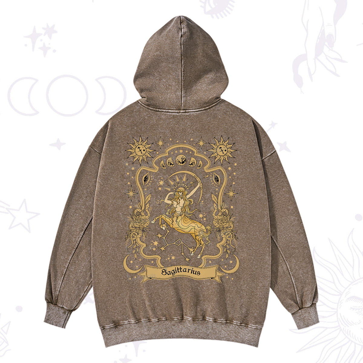 Purplehecate Sagittarius' Astral Mirage Zodiac Washed Hoodie