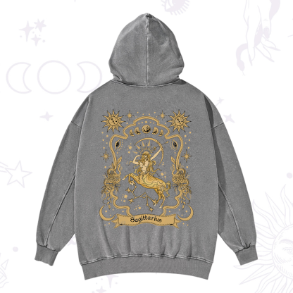 Purplehecate Sagittarius' Astral Mirage Zodiac Washed Hoodie