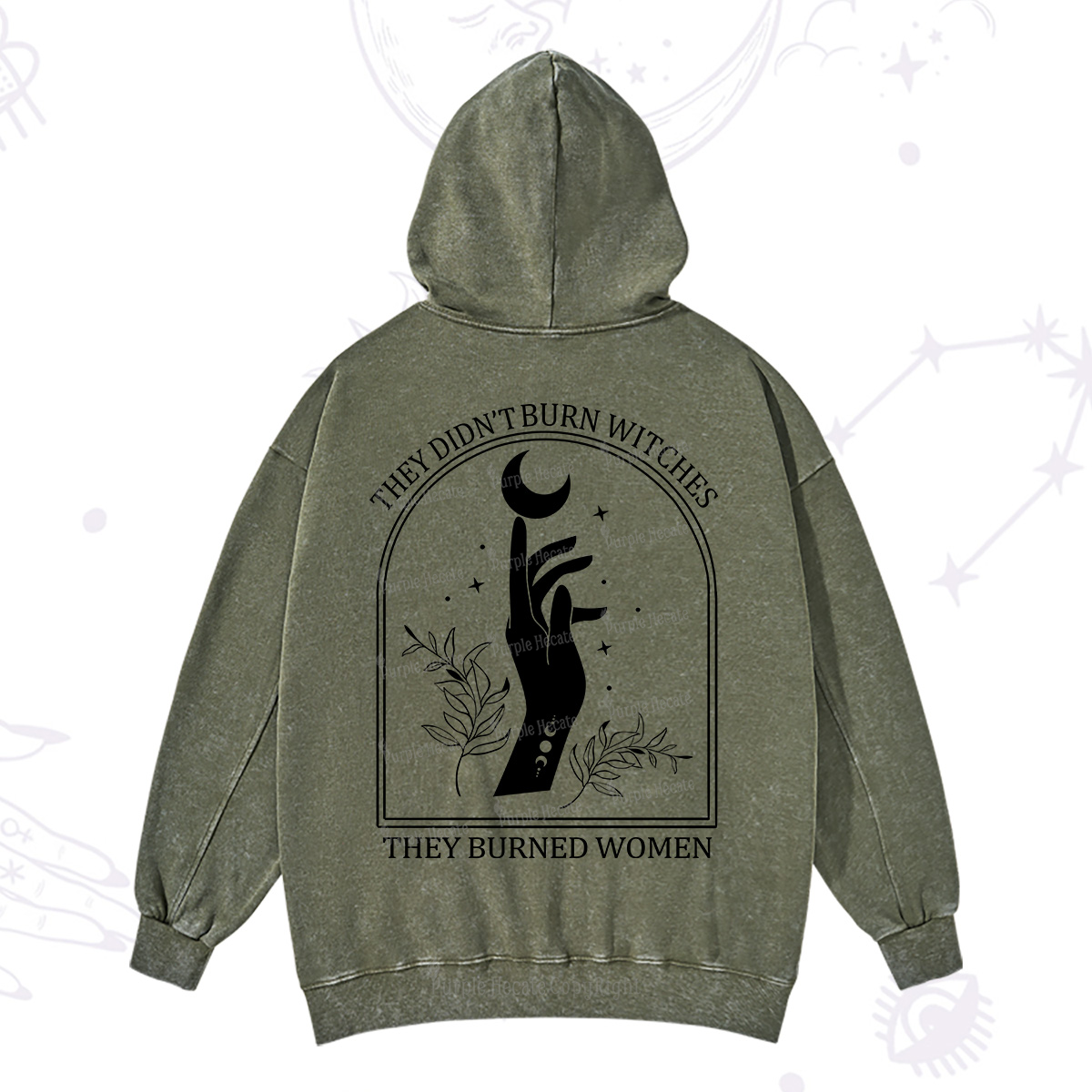 Purplehecate They Didn't Burn Witches They Burned Women Washed Hoodie