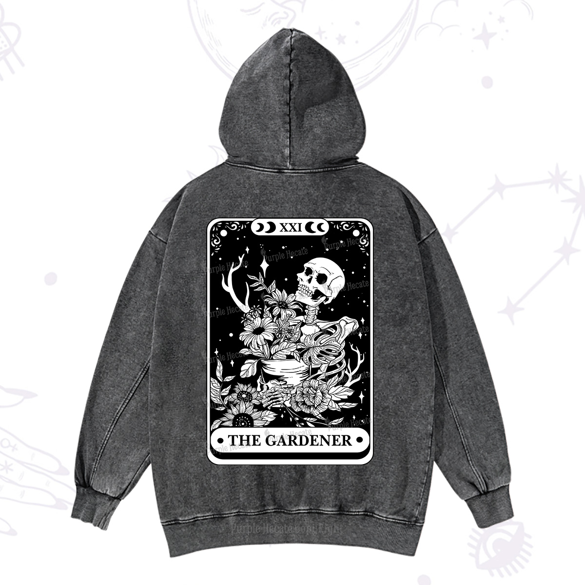 Purplehecate The Gardener Tarot Card Washed Hoodie