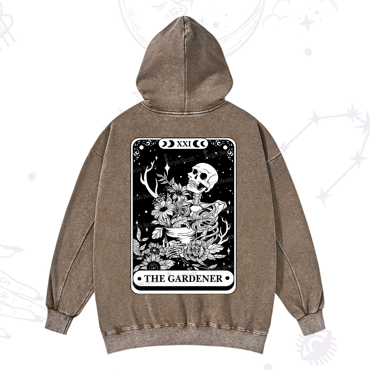Purplehecate The Gardener Tarot Card Washed Hoodie