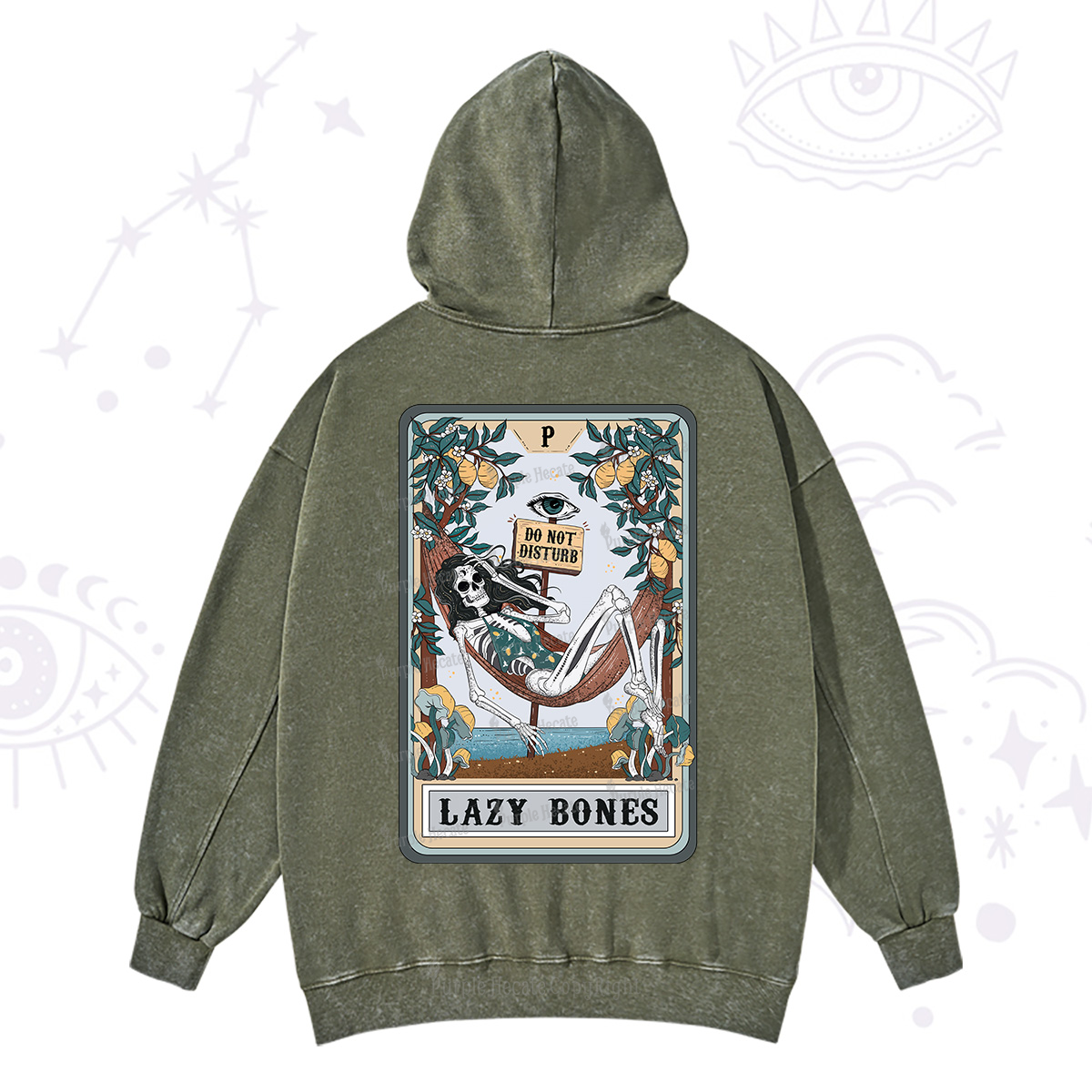 Purplehecate The Lazy Bones Tarot Washed Hoodie