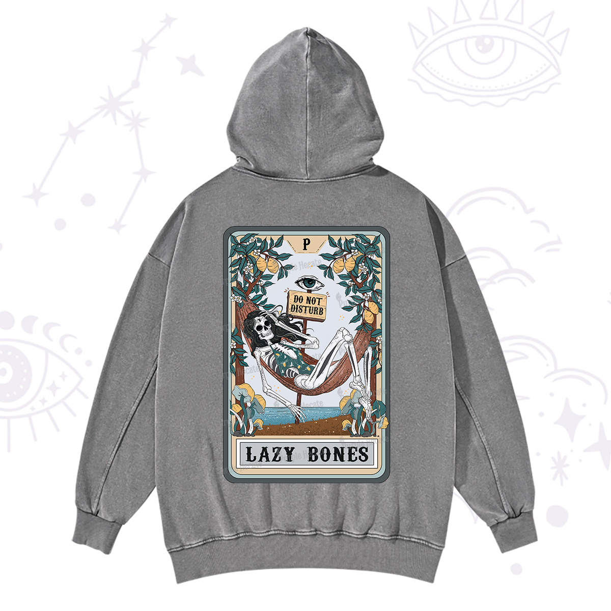 Purplehecate The Lazy Bones Tarot Washed Hoodie