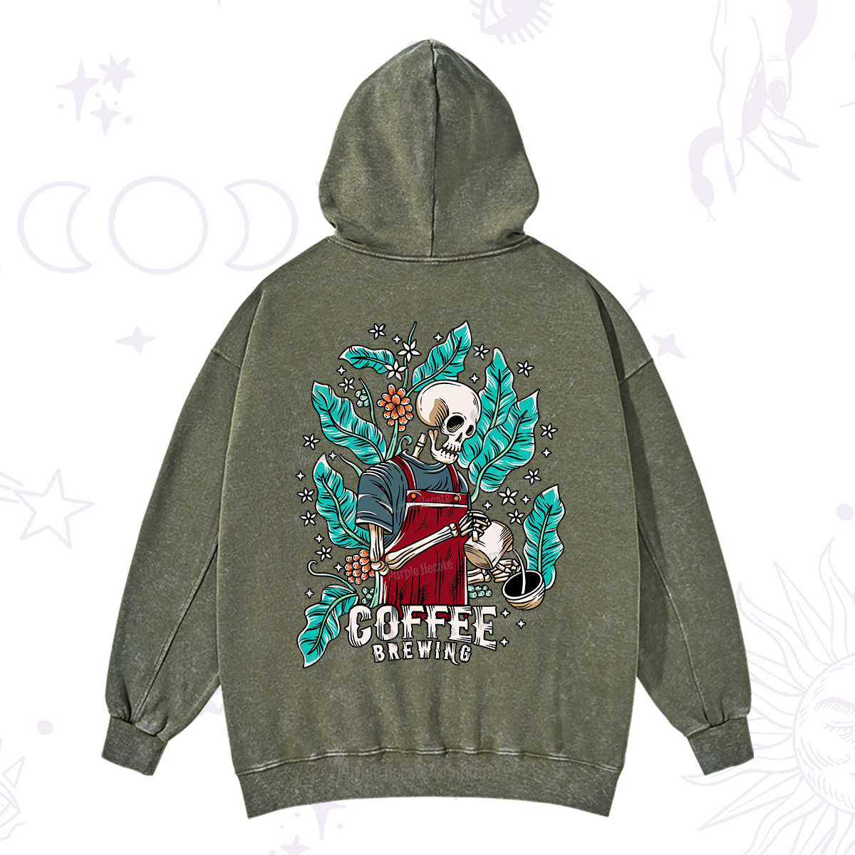 Purplehecate Coffee Brewing Washed Hoodie