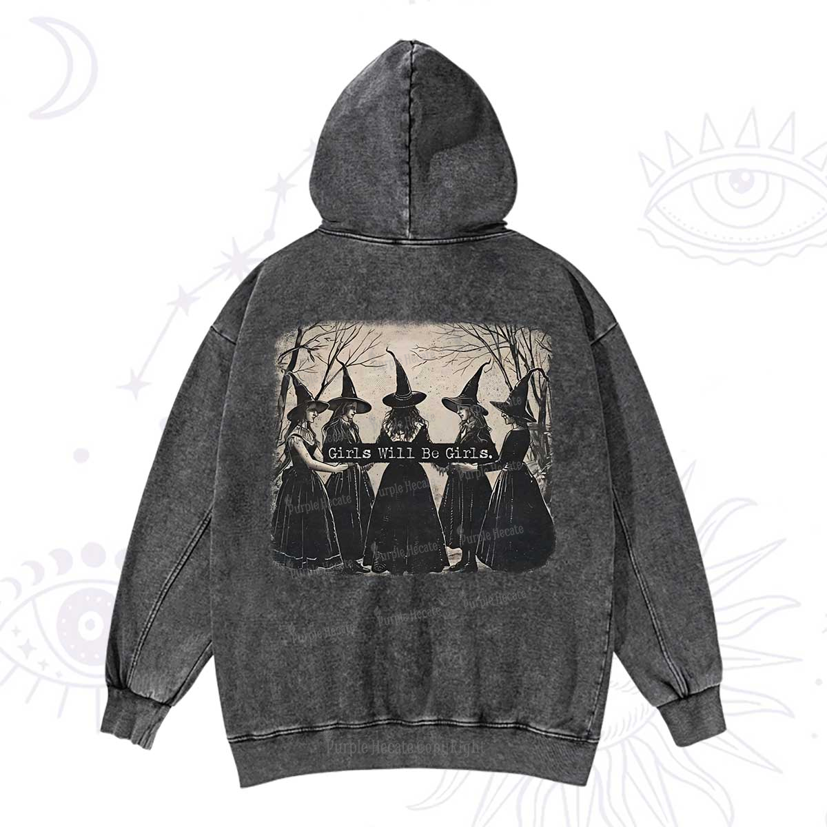 Purplehecate Girls Will Be Girls Witch Washed Hoodie