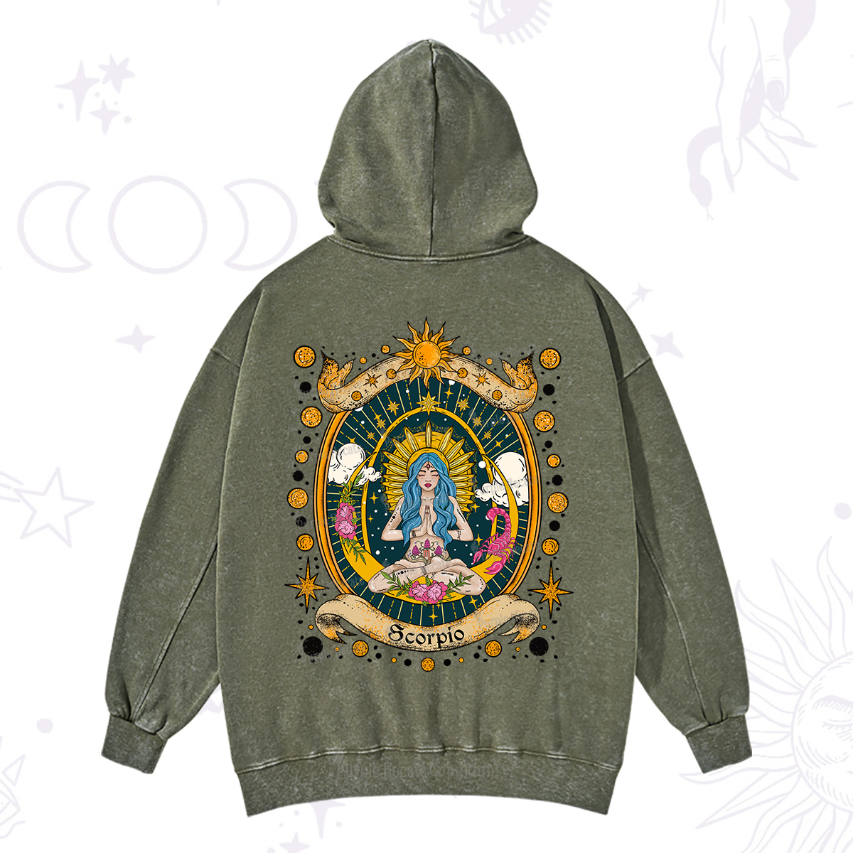 Purplehecate Scorpio Celestial Charm Zodiac Washed Hoodie