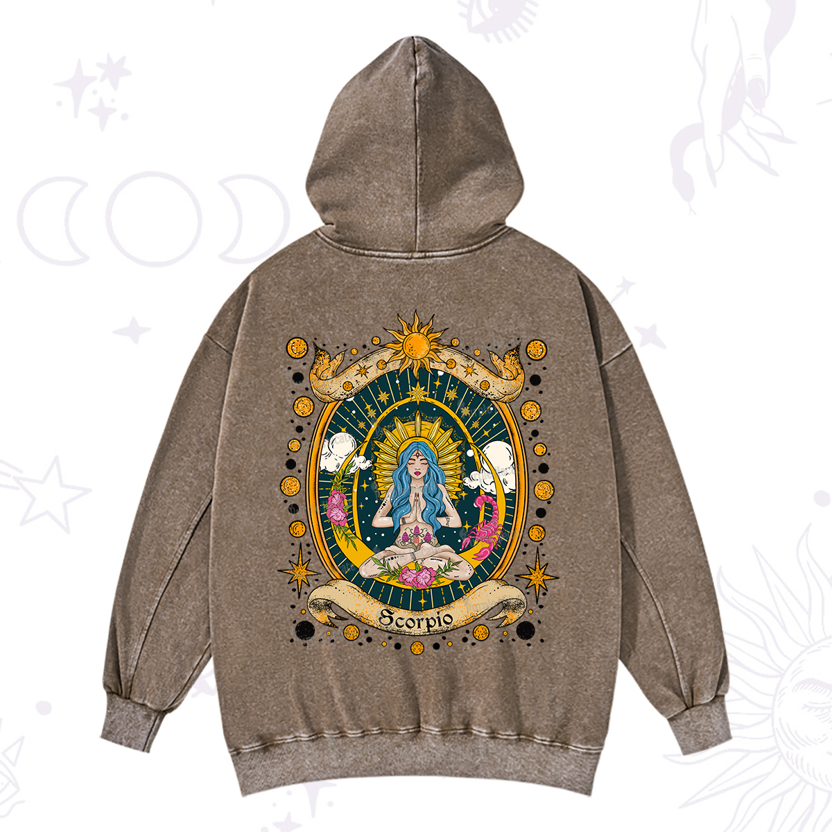 Purplehecate Scorpio Celestial Charm Zodiac Washed Hoodie
