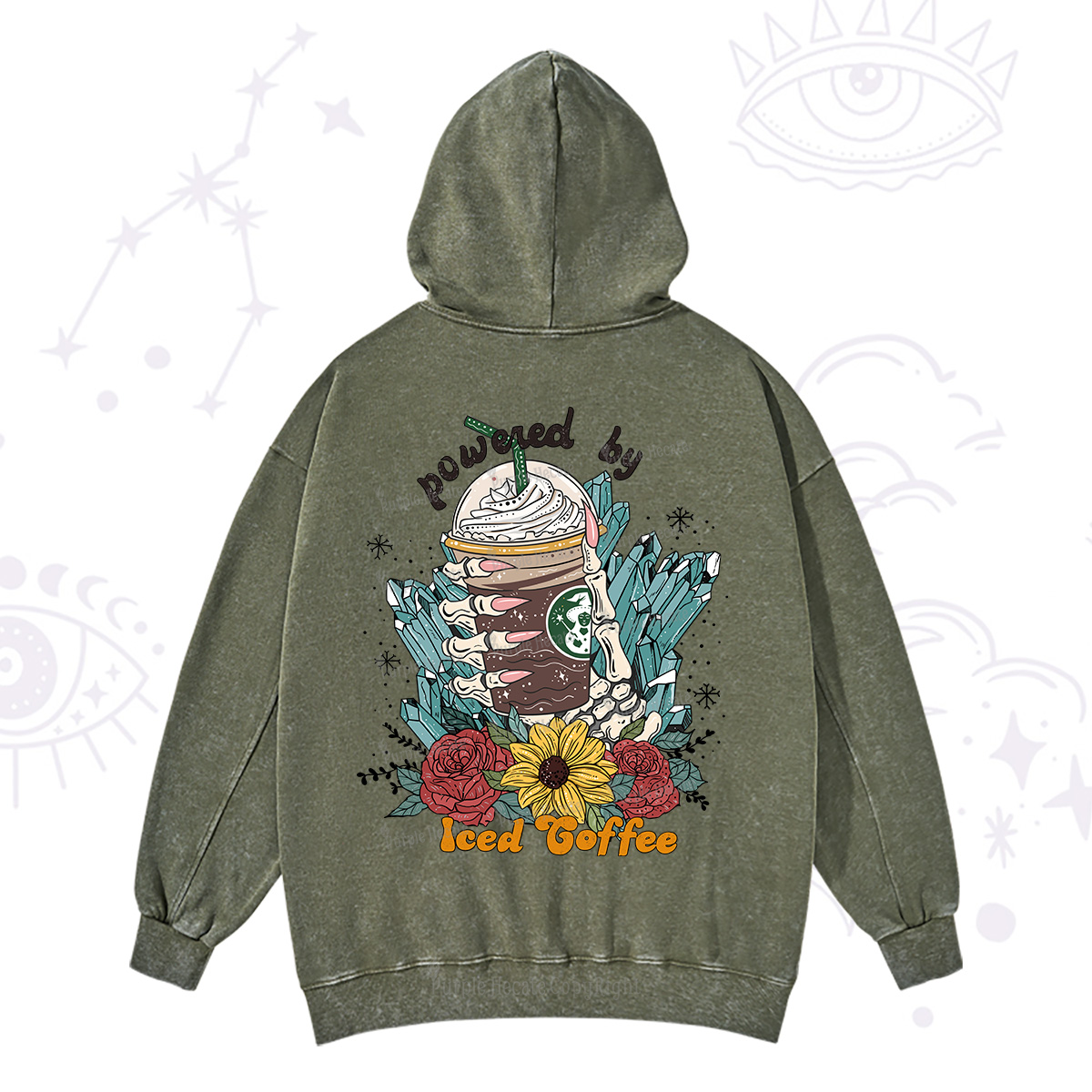 Purplehecate Powered By Ice Coffee Washed Hoodie