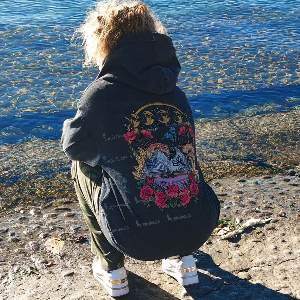 Purplehecate Witchy Book Washed Hoodie