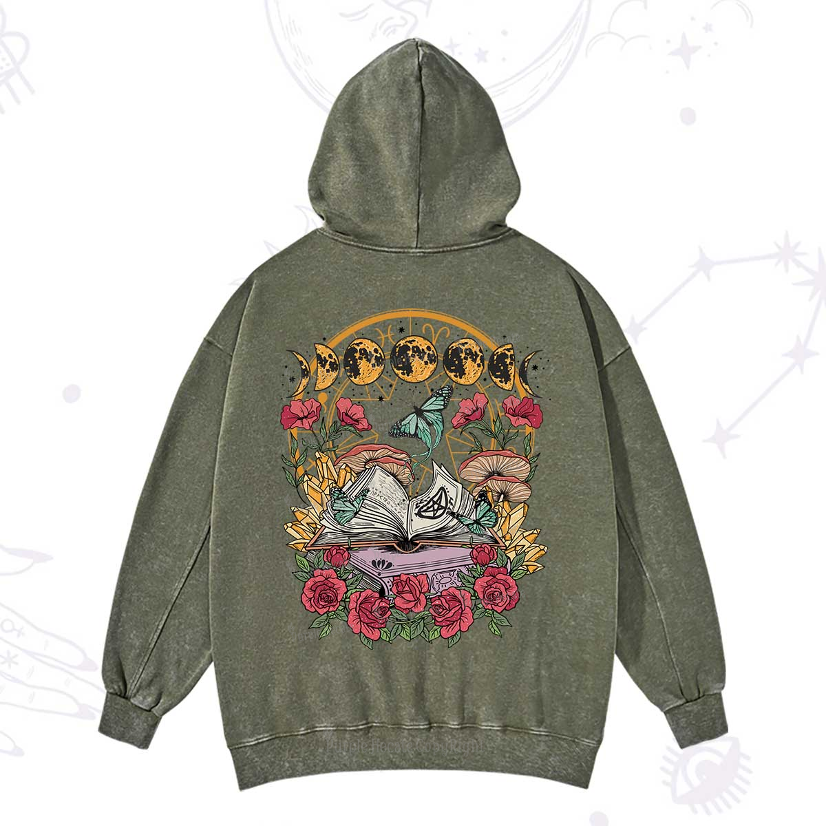 Purplehecate Witchy Book Washed Hoodie