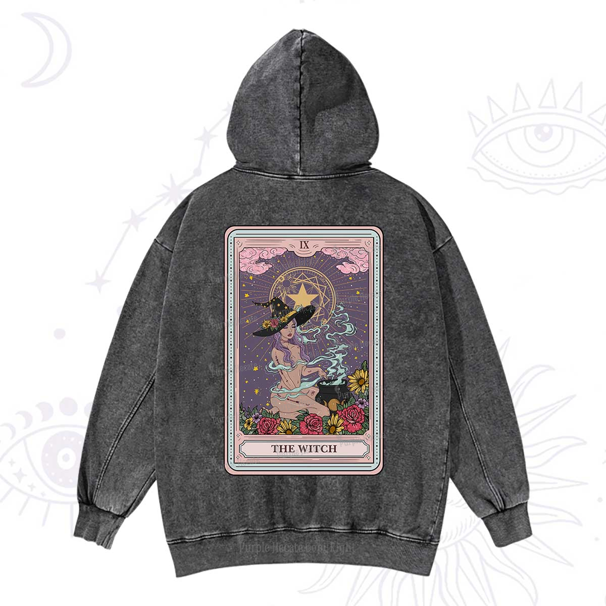 Purplehecate The Witch Tarot Washed Hoodie