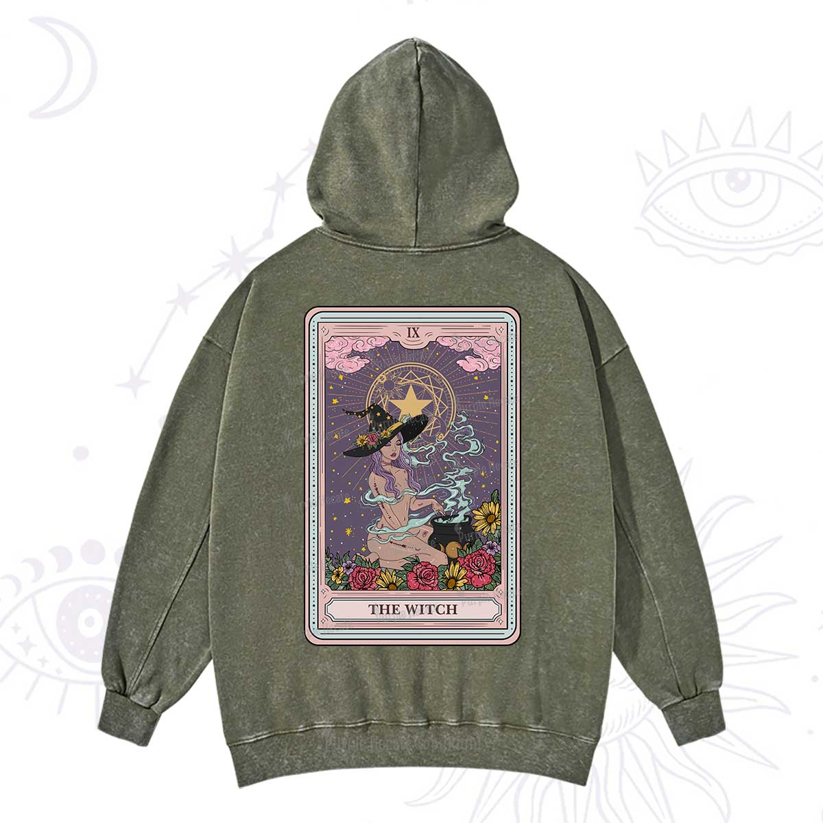 Purplehecate The Witch Tarot Washed Hoodie