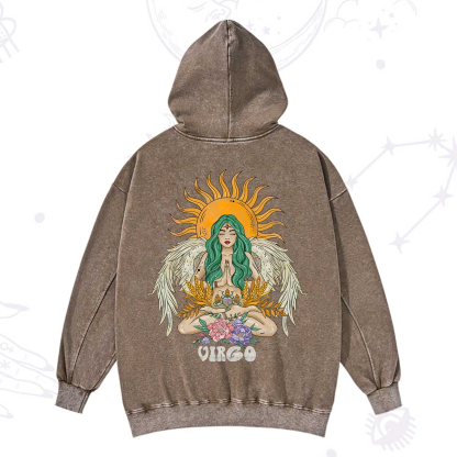 Purplehecate Sun Guardian Of Virgo Zodiac Washed Hoodie