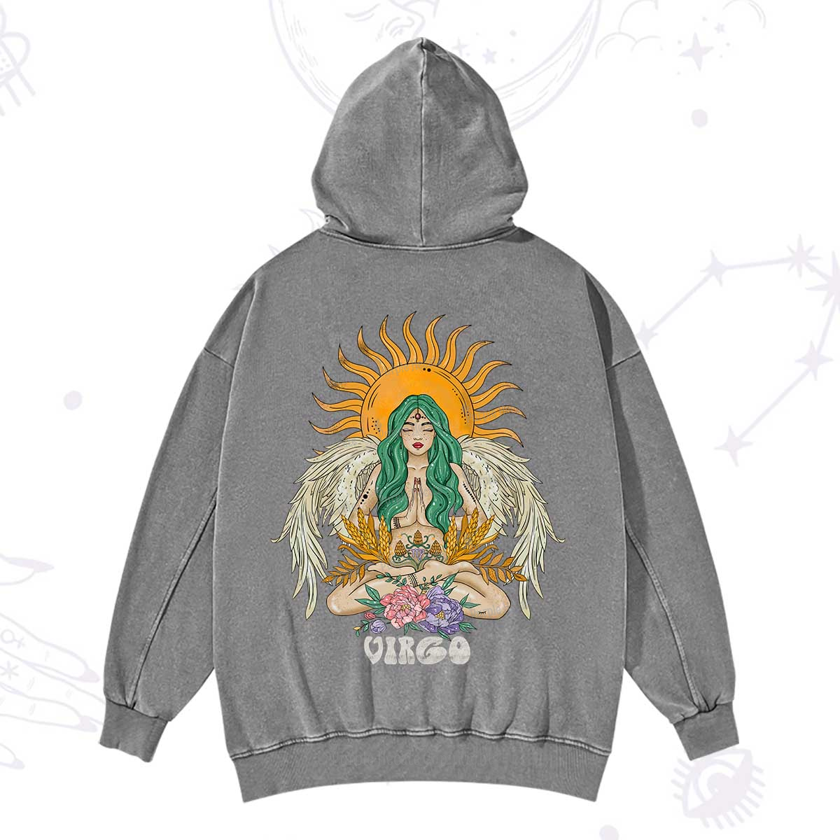 Purplehecate Sun Guardian Of Virgo Zodiac Washed Hoodie