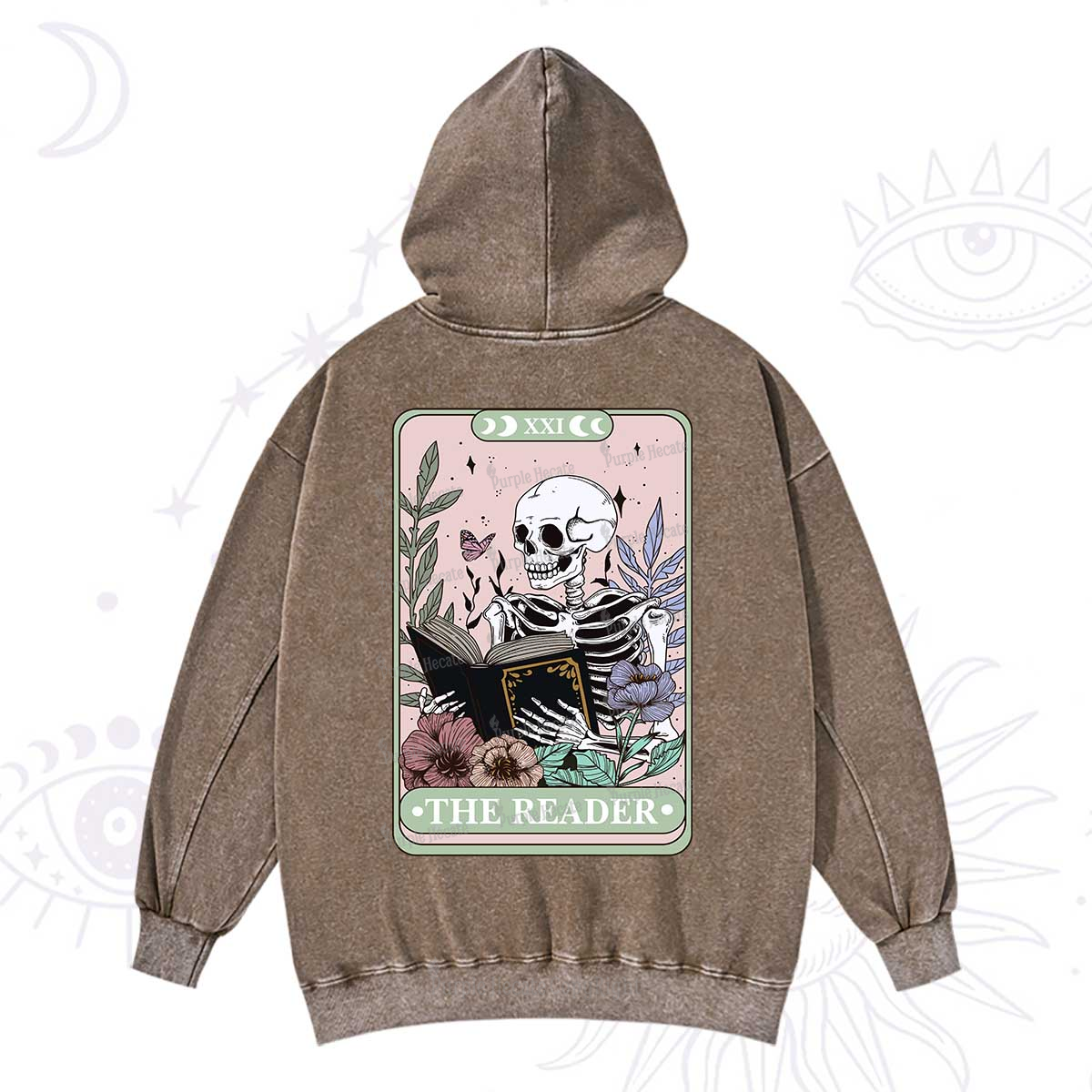Purplehecate The Reader's Tarot Washed Hoodie
