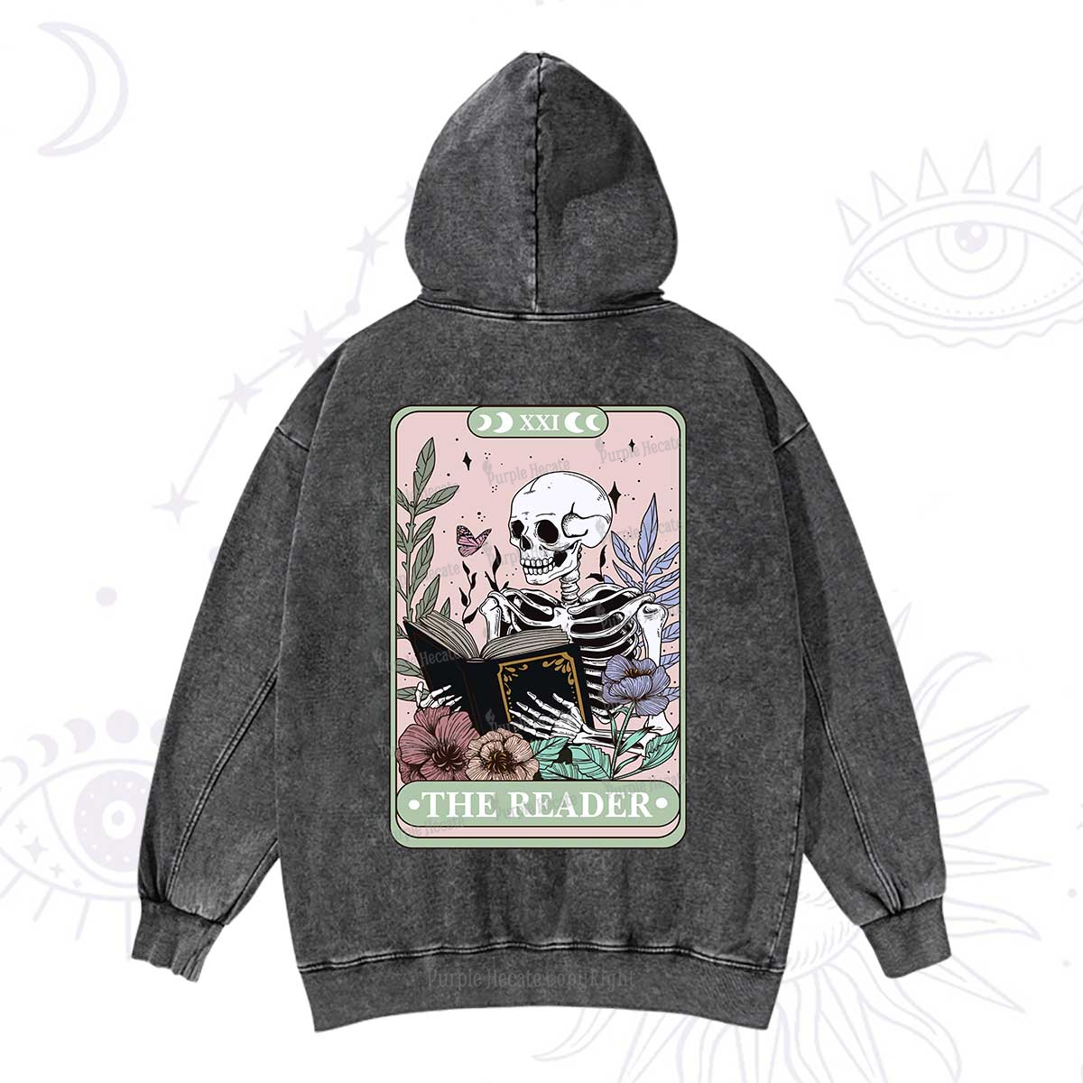 Purplehecate The Reader's Tarot Washed Hoodie