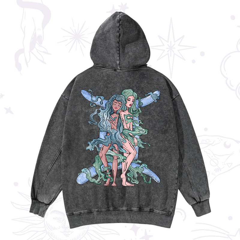Purplehecate Gemini In Astrology Zodiac Washed Hoodie