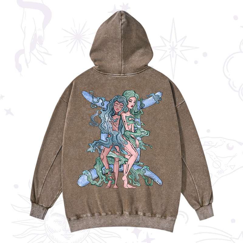 Purplehecate Gemini In Astrology Zodiac Washed Hoodie