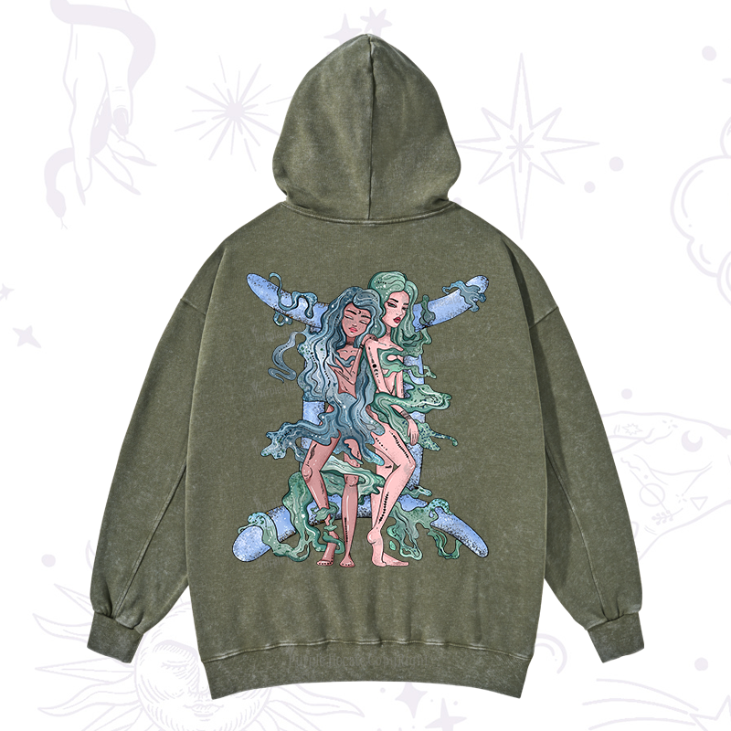 Purplehecate Gemini In Astrology Zodiac Washed Hoodie