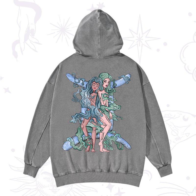 Purplehecate Gemini In Astrology Zodiac Washed Hoodie