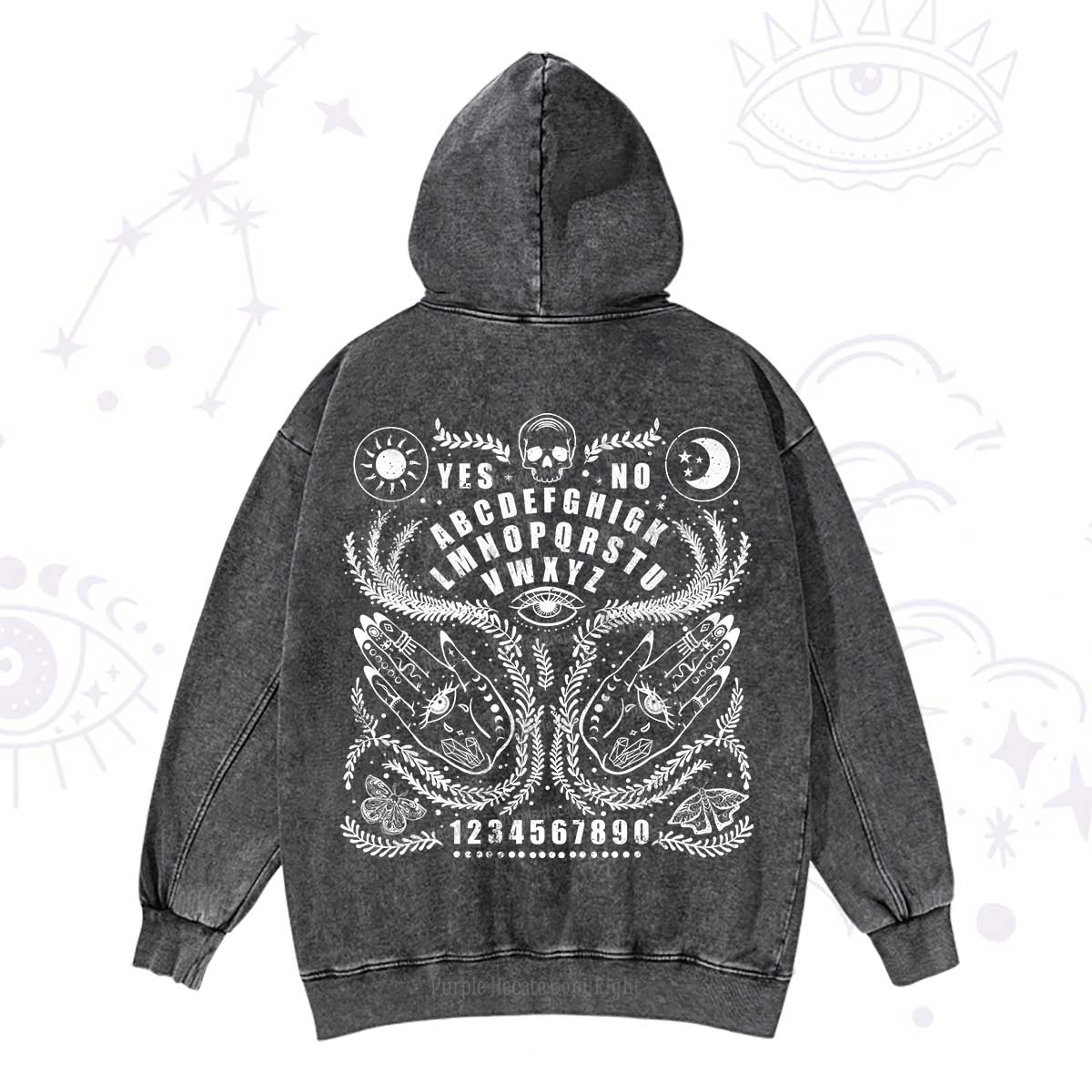 Purplehecate Ouija Spirit Board Washed Hoodie