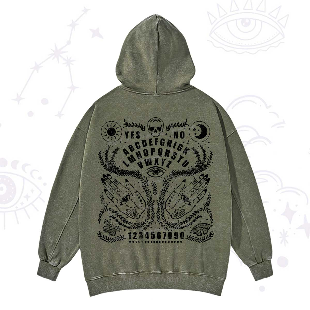 Purplehecate Ouija Spirit Board Washed Hoodie