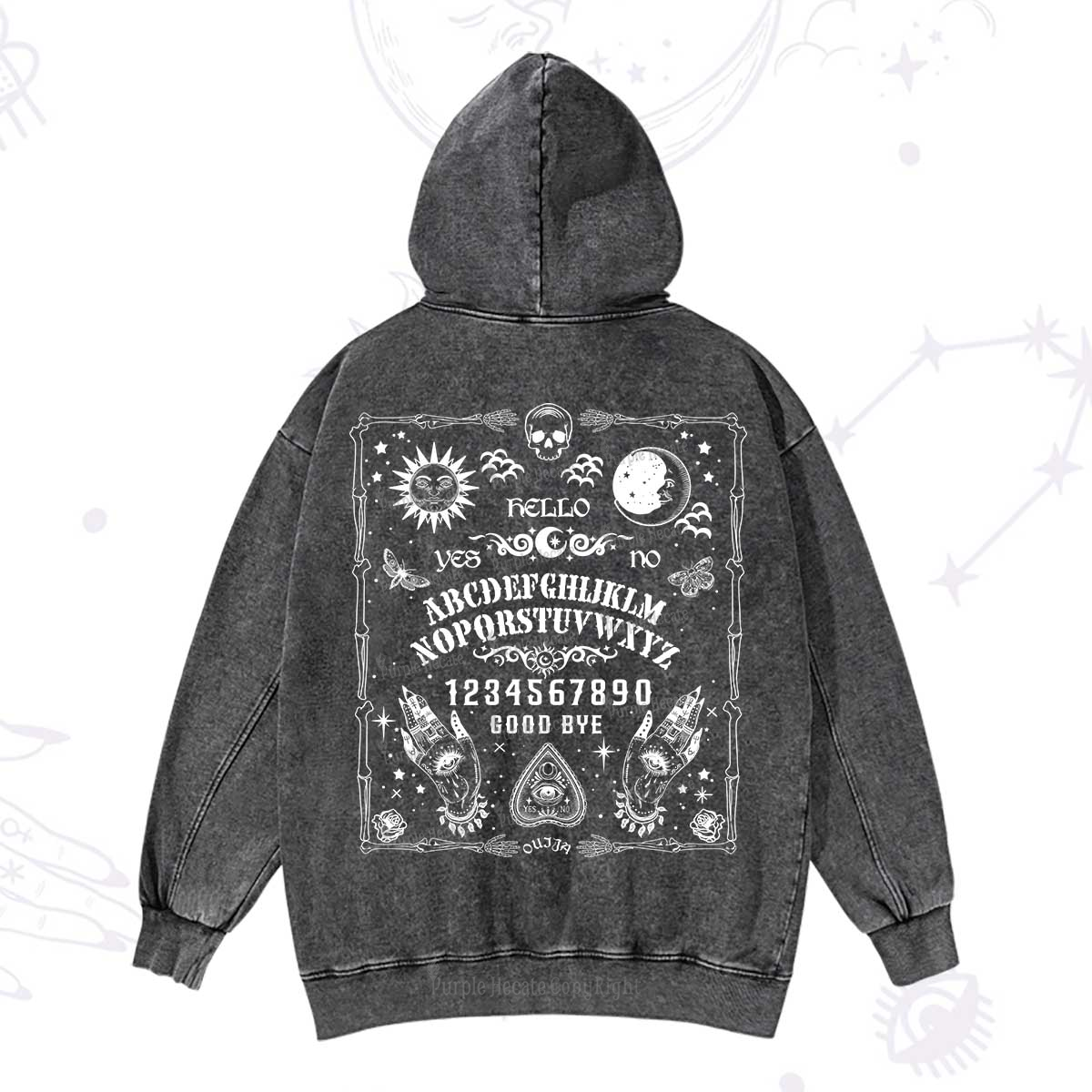 Purplehecate Ouija Board Washed Hoodie